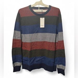 Size Large Goodfellow & Co Men's Striped Crewneck Sweater - Red, Blue, Gray